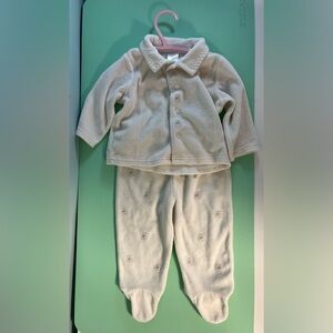 Cream and Brown Bear Matching Set with Long Sleeve & Footie Pant, Baby 6-9months